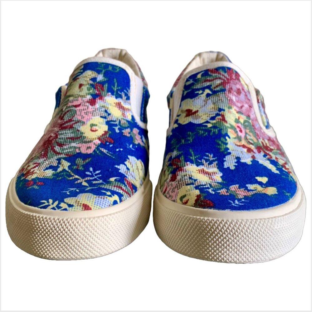 NWOB Asos/Park Lane Women's Blue Crochet Print Floral Slip-on Sneakers Sz 6 - Picture 4 of 7